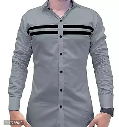 Reliable Grey Cotton Long Sleeves Casual Shirt For Men-thumb0