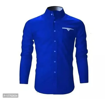 Reliable Blue Cotton Long Sleeves Casual Shirt For Men-thumb0