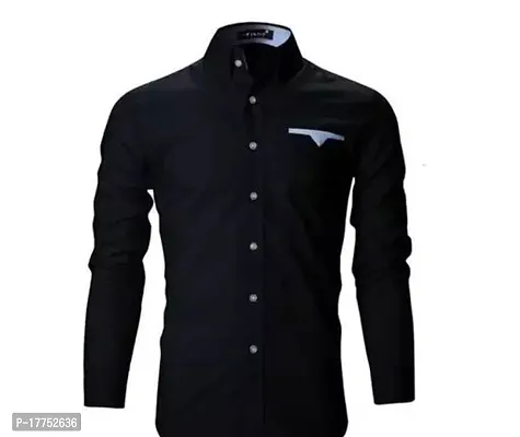 Reliable Black Cotton Long Sleeves Casual Shirt For Men