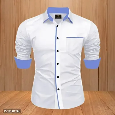 Trendy White Cotton Solid Casual Shirt For Men