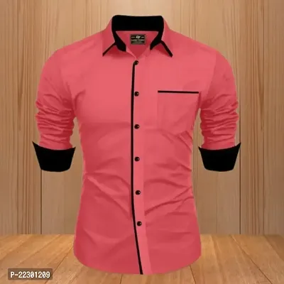 Stylish Orange Cotton Solid Long Sleeves Casual Shirt For Men-thumb0