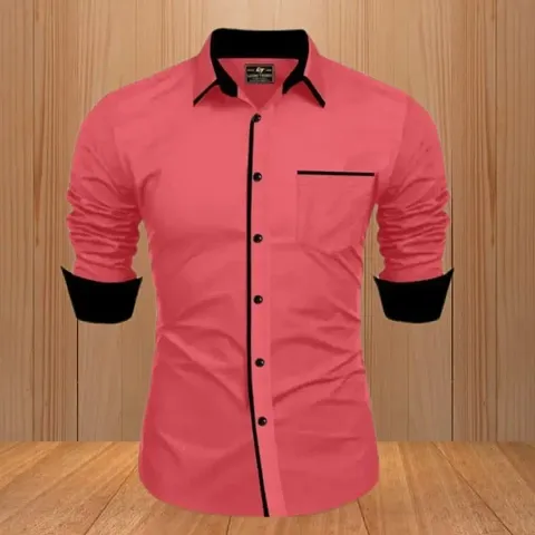 URBAN FLU New Mens Pure Cotton Slim Fit Standing Collar Casual Shirt