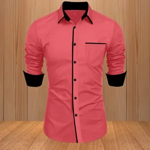 URBAN FLU New Mens Pure Cotton Slim Fit Standing Collar Casual Shirt