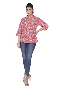 Priyank Fashion Women's Cotton Floral Print Regular Wear Top/Women's Regular Fit Top/Stylish Topper for Girls/Printed Shirt Tops for Women (Pink_XL)-thumb2