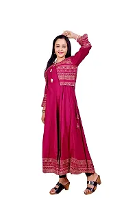 Priyank Fashion Women Rayon Printed Anarkali Kurti with Jacket/Bollywood Designer Long Kurti with Jacket Gown Dresses/Flared Kurta with Jacket Under 500/kurti Jacket Set for Ladies (Maroon_4XL)-thumb3