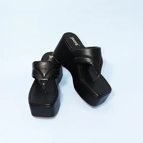 Women Black Wedge Heel Sandal