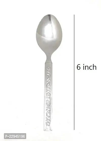 Elevate Your Tea and Coffee Moments with 12 Stainless Steel Spoons - Perfect for Sugar, Condiments, and Spices. Get Your Set of 12, 16 cm Silver Spoons Today-thumb3