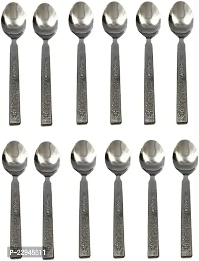 Enhance Your Tea and Coffee Experience with 12 Stainless Steel Spoons - Ideal for Sugar, Condiments, and Spices. Don't Miss Out on Your Set of 12, 16 cm Silver Spoons Today-thumb2