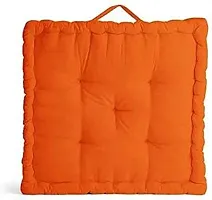 My Home Square Floor Cushions 40 x 40 x 8 cm - Solid Dyed Canvas with Cotton Filler, Large Size for Seating, Meditation, Yoga, Pooja, Guests, Living Room, Bedroom(Marron) (Orange)-thumb2