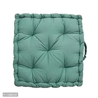 CALMOUR Square Floor Cushions 40 x 40 x 8 cm - Solid Dyed Canvas with Cotton Filler, Large Size for Seating, Meditation, Yoga, Pooja, Guests, Living Room, Bedroom (Mint Green)
