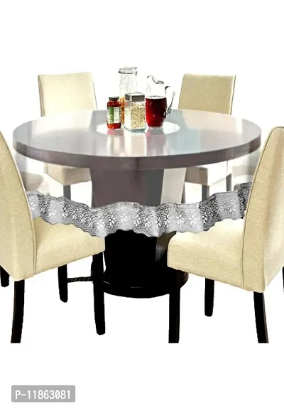 Eden Living Thick PVC Golden lace Waterproof Rectangular Dining Table Cover Transparent (40*60, Silver)-thumb0