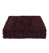 My Home Square Floor Cushions 40 x 40 x 8 cm - Solid Dyed Canvas with Cotton Filler, Large Size for Seating, Meditation, Yoga, Pooja, Guests, Living Room, Bedroom(Marron) (Brown)-thumb1