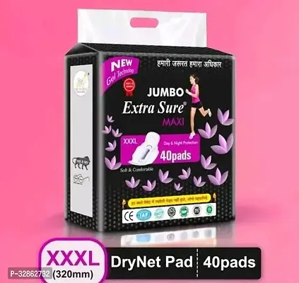 Jumbo Extra Comfort Large Day And Night Protection Leakage Free Dry Net Sanitary Napkin Pads-40 Pads, 3XL