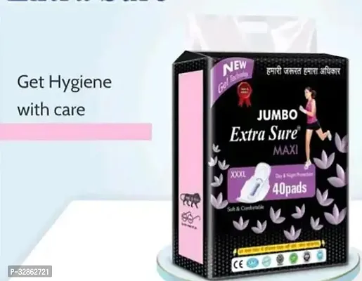 Jumbo Extra Comfort Large Day And Night Protection Leakage Free Dry Net Sanitary Napkin Pads-40 Pads, 3XL