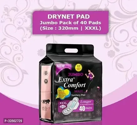 Jumbo Extra Comfort Large Day And Night Protection Leakage Free Dry Net Sanitary Napkin Pads-40 Pads,3XL