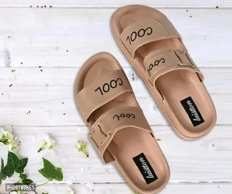 Elegant Beige EVA Self Design Slippers For Women And Girls