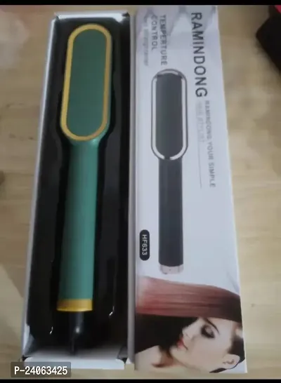 Hair Straightener Comb for Women  Men, Hair Styler Machine Brush/PTC Heating Electric Straightener with 5 Temperature Control (Green)-thumb0
