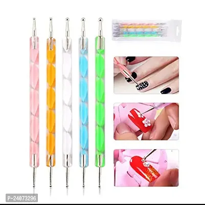 5 pcs Nail Art Dotting Marbleizing Tool Pen for Nail Decoration Stamping, Multicolor-thumb0