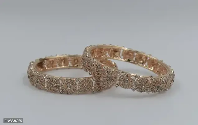 Elegant Golden Brass American Diamond Bangles Bracelets-thumb0