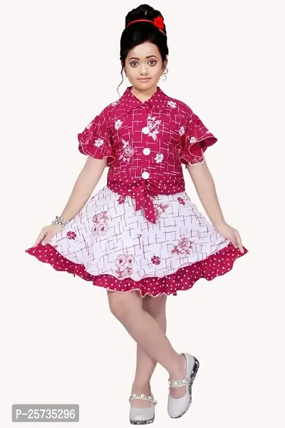 S ALAUDDIN DRESSES Rayon Printed Skirt and Top Set for Girls-thumb0