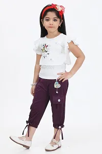 S ALAUDDIN DRESSES Cotton Blend Printed Top and Joggers Set for Girls-thumb2
