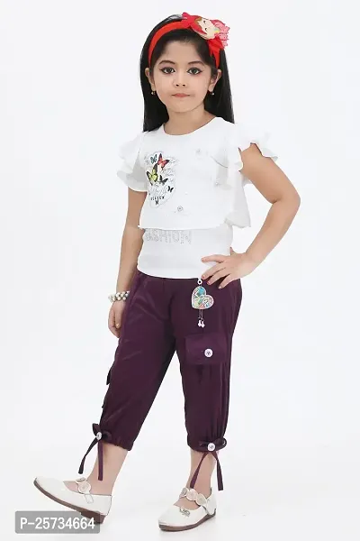 S ALAUDDIN DRESSES Cotton Blend Printed Top and Joggers Set for Girls-thumb3