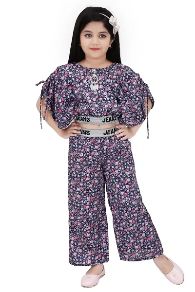 SS Collection Blend Casual Crop Top and Pallazzo Set for Girls Kids