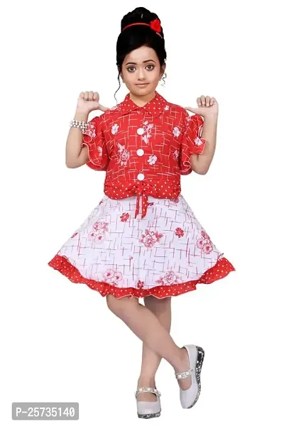 S ALAUDDIN DRESSES Rayon Printed Skirt and Top Set for Girls