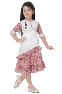 S ALAUDDIN DRESSES Georgette Casual Printed Midi Tulip Frock for Girls-thumb1