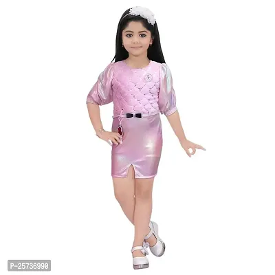 S ALAUDDIN DRESSES Paper Silky Casual Mini Short Dress for Girls