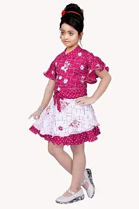 S ALAUDDIN DRESSES Rayon Printed Skirt and Top Set for Girls-thumb1