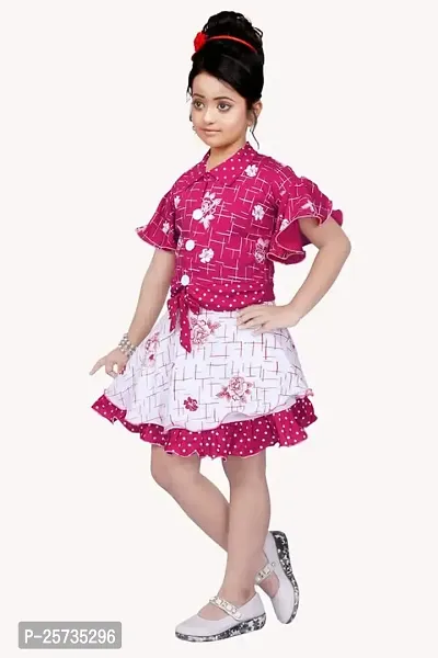 S ALAUDDIN DRESSES Rayon Printed Skirt and Top Set for Girls-thumb2