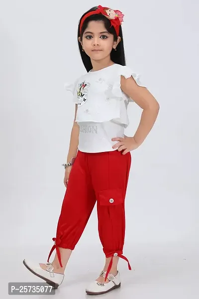 S ALAUDDIN DRESSES Cotton Blend Printed Top and Joggers Set for Girls-thumb3