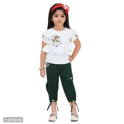 S ALAUDDIN DRESSES Cotton Blend Printed Top and Joggers Set for Girls