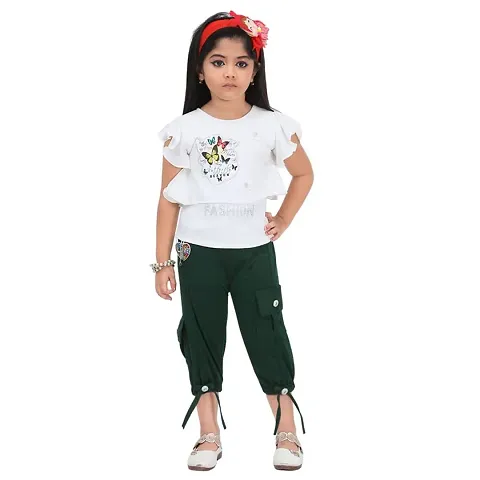 S ALAUDDIN DRESSES Blend Top and Joggers Set for Girls