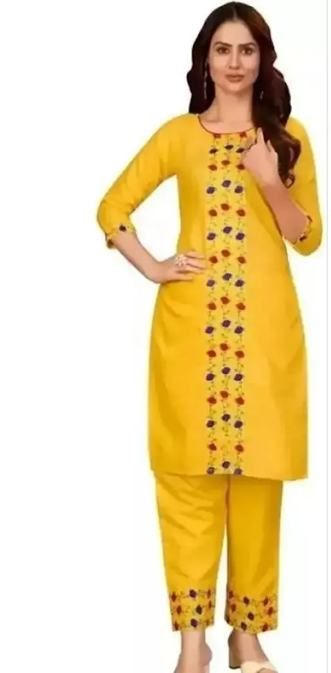 Women's Blend Straight Kurta with Pant