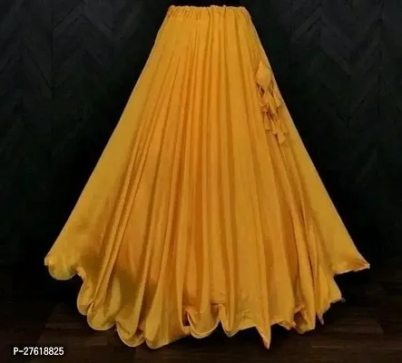 Stylish Georgette Yellow Solid Skirt For Women-thumb0