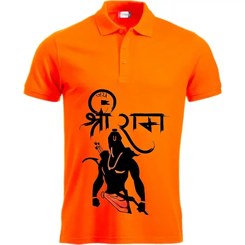 UneeQ Stylish Jai Shree Ram | Jai Shri Ram T-shirt Polo Collar Neck Unisex | Lycra T-shirt for Men And Women