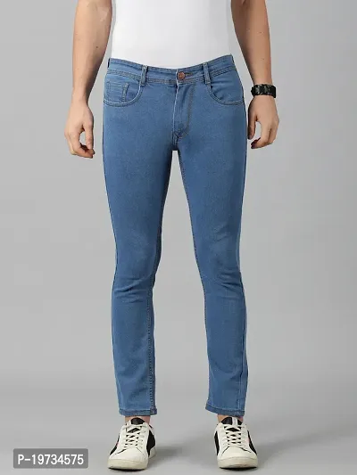 Stylish Blue High-Rise Jeans Cotton Blend Jeans For Men-thumb0