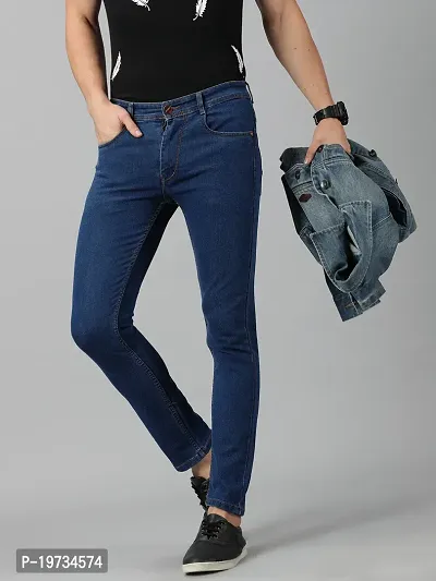 Stylish Blue High-Rise Jeans Cotton Blend Jeans For Men-thumb5