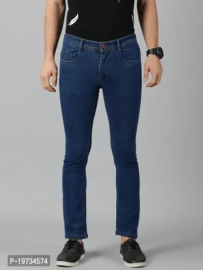 Stylish Blue High-Rise Jeans Cotton Blend Jeans For Men-thumb0