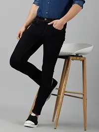 Stylish Black High-Rise Jeans Cotton Blend Jeans For Men-thumb4