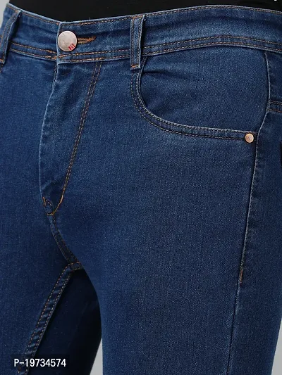 Stylish Blue High-Rise Jeans Cotton Blend Jeans For Men-thumb3