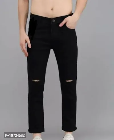 Stylish Black High-Rise Jeans Cotton Blend Jeans For Men-thumb0