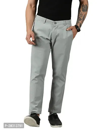 Stylish Green Cotton Mid-Rise Casual Trouser For Men-thumb0
