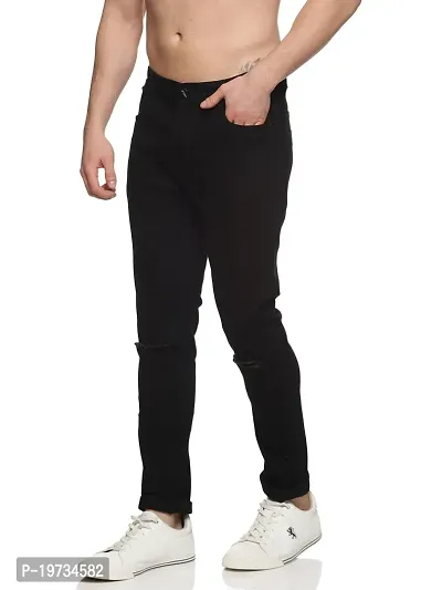 Stylish Black High-Rise Jeans Cotton Blend Jeans For Men-thumb2