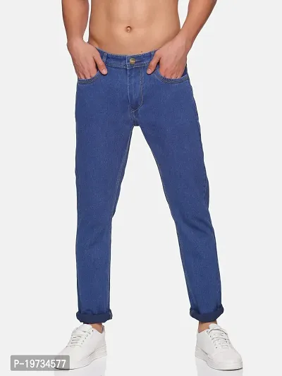 Stylish Blue High-Rise Jeans Cotton Blend Jeans For Men