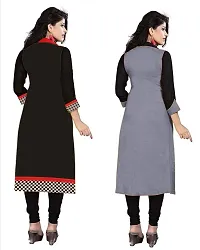 RAMDEV Women's Cotton Straight Kurta (Pack of 2) (RMD CHECKSGREY_Multi_Free Size)-thumb1