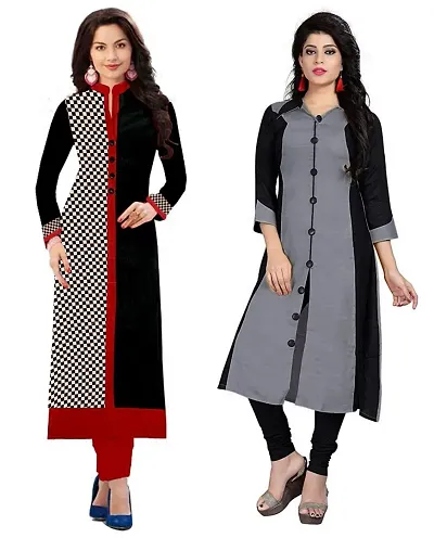 Platinum Women's Kurti and Palazzo(PLT_pattipink_Pyellow_Multicolour_Free Size) - Pack of 2