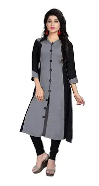 RAMDEV Women's Cotton Straight Kurta (Pack of 2) (RMD CHECKSGREY_Multi_Free Size)-thumb3